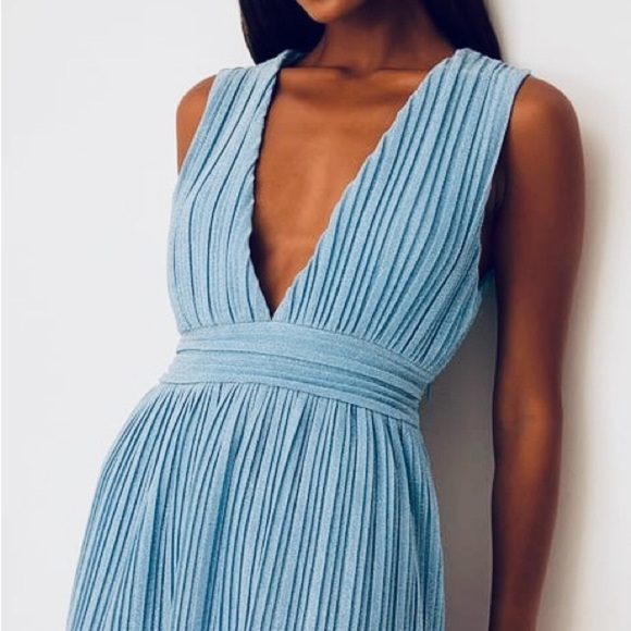 LULUS Ailey Gold and Teal Blue Skater Dress - Picture 4 of 15